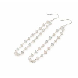 Handmade Aquamarine Chip Stone Silver Chain Dangle Earrings